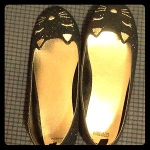 Glittery cat flats